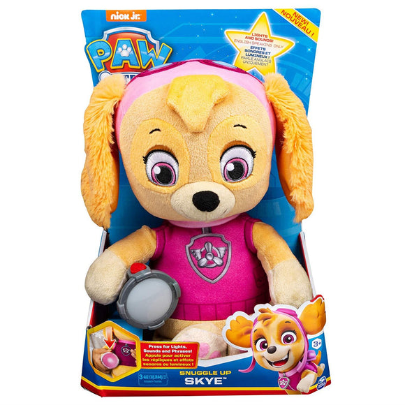 Paw Patrol Snuggle Up Pup Skye Collectable Cuddling Toys Light Up Belly 8 Sounds