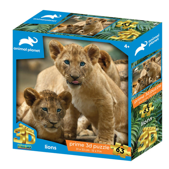 African Lions Animal Planet Kids Prime 3D Puzzles 63 Pieces