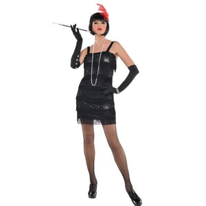 Flashy Flapper Costume Gatsby Moll Roaring 20s Fancy Dress Adult Womens 10-12